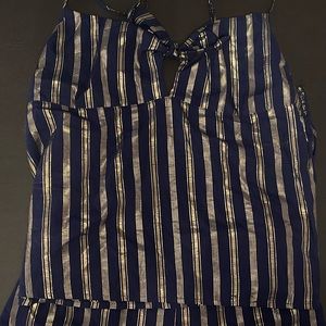 Victoria’s Secret Navy Blue and Metallic Gold Pajama Set